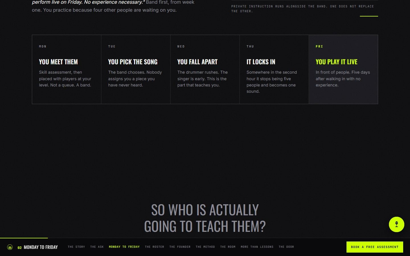 Screenshot of the Musicology Winter Garden website, the narrative scroll cut build